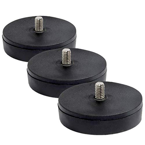 3x Neodym Magnete Gummiert Ø 34mm Mit M4 Außengewinde 10 KG Zugkraft Flachgreifer Magnet Scheibe Topfmagnet Gummi Runde Magnete mit Gewinde für Schrauben Öse oder Haken von Magnet-Kauf