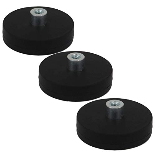 3x Neodym Magnete Gummiert Ø 34mm Mit M4 Innengewinde 10 KG Zugkraft Flachgreifer Magnet Scheibe Topfmagnet Gummi Runde Magnete mit Gewinde für Schrauben Öse oder Haken von Magnet-Kauf