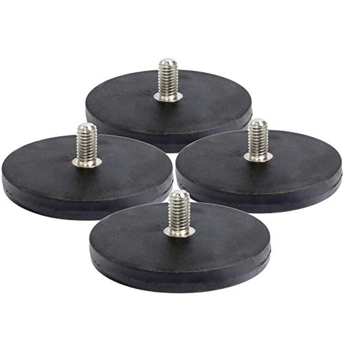 4 Stück Neodym Magnete Gummiert D 43 mm Mit M6 Außengewinde 15 KG Zugkraft Flachgreifer Magnet Scheibe Topfmagnet Gummi Runde Magnete mit Gewinde für Schrauben Öse oder Haken von Magnet-Kauf