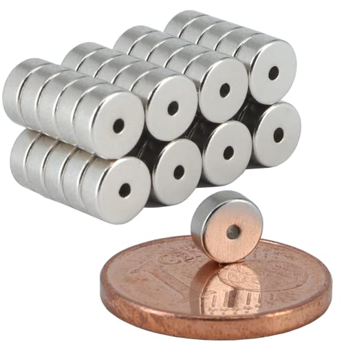 [40 Stück] Neodym Magnet N52 Ringmagnete extra stark Magnetring Magnete Mit 1mm Loch Bohrung Runder Ring 5mm x 2mm Scheiben Flach Rund von Magnet-Kauf