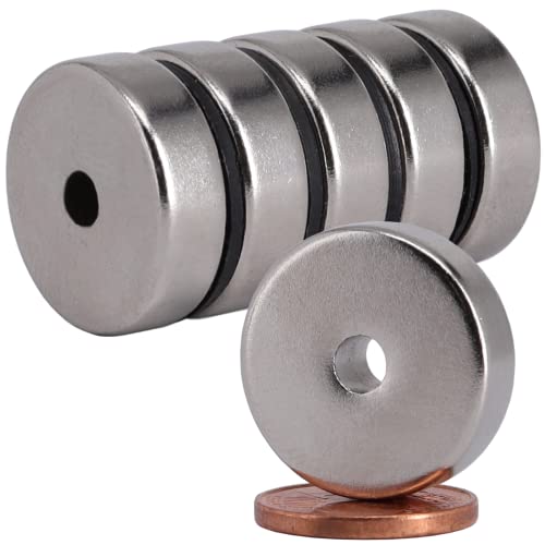 [5 Stück] Neodym Magnet Ringmagnete extra stark Magnetring Magnete Mit 4mm Loch Bohrung Runder Ring 20mm x 6mm Scheiben Flach Rund von Magnet-Kauf