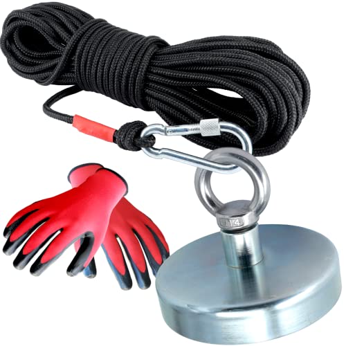 Bergemagnet 130 KG - Angemalget Set mit Seil - Ösenmagnet Mit M14 Gewinde - 125mm Durchmesser mit Öse - Topfmagnet - Super Stark Power Magnete zum Magnetfischen Bergemagnet 130 KG - Angemalget Set mit Seil - Ösenmagnet Mit M14 Gewinde - 125mm Durchmesser mit Öse - Topfmagnet - Super Stark Power Magnete zum Magnetfischen von Magnet-Kauf