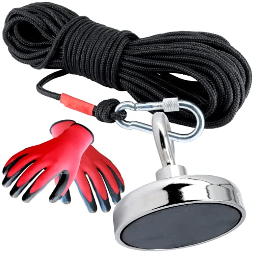 Bergemagnet 80 KG - Angelmagnet Set mit Seil - Ösenmagnet Mit M8 Gewinde - 80mm Durchmesser mit Öse - Topfmagnet - Super Stark Power Magnete zum Magnetfischen Bergemagnet 80 KG - Angelmagnet Set mit Seil - Ösenmagnet Mit M8 Gewinde - 80mm Durchmesser mit Öse - Topfmagnet - Super Stark Power Magnete zum Magnetfischen von Magnet-Kauf