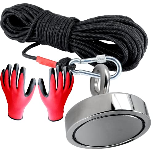 Bergemagnet Mit Seil 20 Meter - 75mm Ösenmagnet Mit M8 Gewinde - 200 KG Neodym Magnete 75 mm Durchmesser mit Öse - Topfmagnet Flachgreifer - Magnet Super Stark Power Magnete zum Fischen Sondeln Angeln Bergemagnet Mit Seil 20 Meter - 75mm Ösenmagnet Mit M8 Gewinde - 200 KG Neodym Magnete 75 mm Durchmesser mit Öse - Topfmagnet Flachgreifer - Magnet Super Stark Power Magnete zum Fischen Sondeln Angeln von Magnet-Kauf