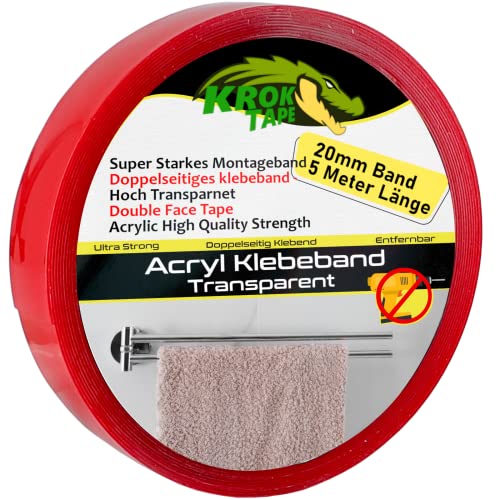 Magnet-Kauf Doppelseitiges Klebeband Transparent Acryl Tape Extra Stark Für Innen- und Außen Montage Acrylklebeband - Dauerhafte Klebekraft Montageband 5 Meter Länge (20mm x 5m) von Magnet-Kauf