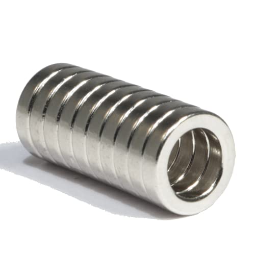 Neodym Magnet Mini Ringmagnete Mit Loch Bohrung 6mm Ringmagnet 9mm x 2mm Scheiben Magnete Stark - Flach Rund - N45 Stark (10) von Magnet-Kauf