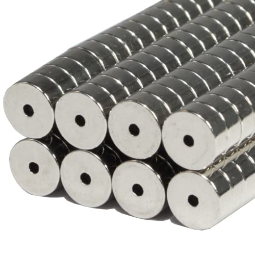 Neodym Magnet Mini Ringmagnete Mit Loch Starker Bohrung 1mm Ringmagnet 5mm x 2mm Scheiben Magnete - Flach Rund - N45 Stark (100) von Magnet-Kauf
