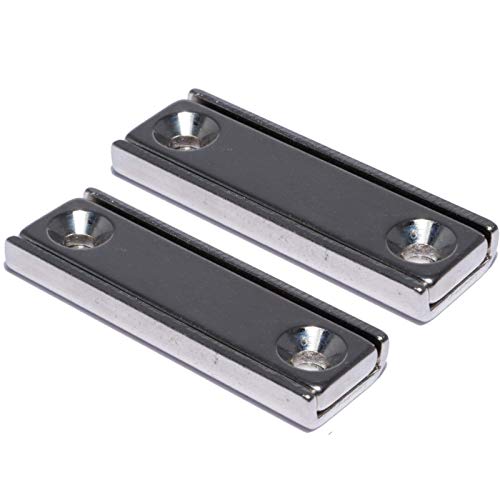 Neodym Magnet Mit Loch - Neodym Quader Leiste mit Bohrung und Senkung - 40x13,5x5mm mit Senkung - Senkbohrung - Senkloch (40mm x 13,5mm x 5mm) von Magnet-Kauf