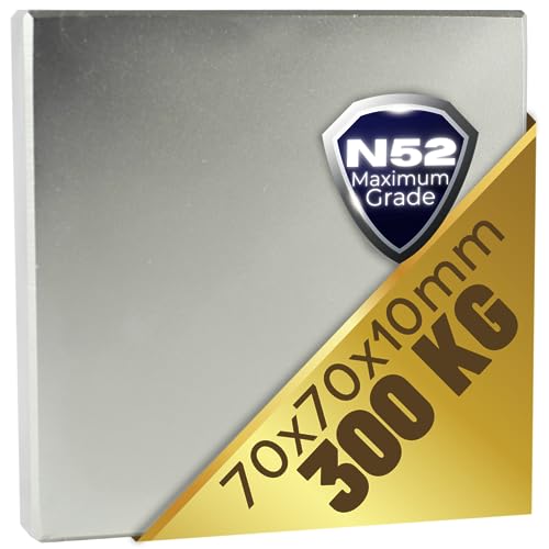 Neodym Magnet N52-300 KG Extra Stark Quader 70mm Groß - Magnetquader Magnetblock Platte Power - 70x70x10mm Permanentmagnet Neodym Magnet N52-300 KG Extra Stark Quader 70mm Groß - Magnetquader Magnetblock Platte Power - 70x70x10mm Permanentmagnet von Magnet-Kauf