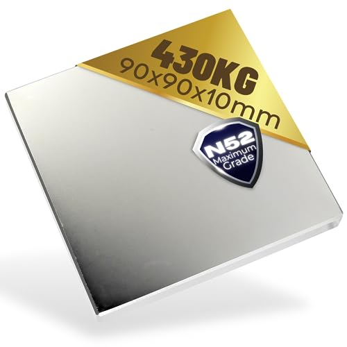 Neodym Magnet N52-430KG Extra Stark Super Magneten Quader Groß - Neodym Magnete Power Block Platte 90x90x10mm von Magnet-Kauf