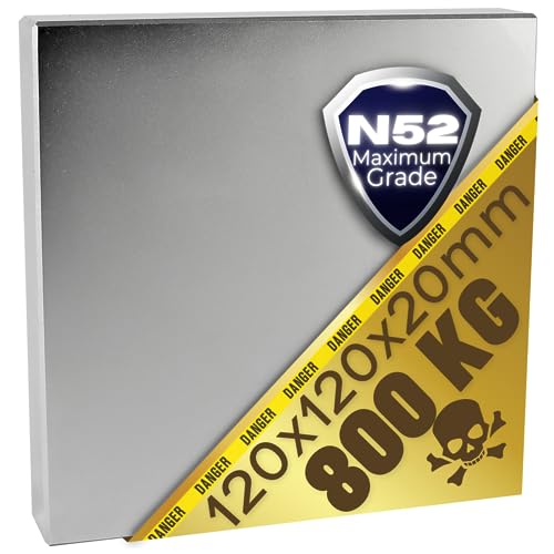 Neodym Magnet N52 800 Kg - Neodym Magnete Extra Stark - Super Magneten Quader Groß - 120x120x20 mm Power Block Platte Neodym Magnet N52 800 Kg - Neodym Magnete Extra Stark - Super Magneten Quader Groß - 120x120x20 mm Power Block Platte von Magnet-Kauf