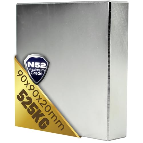 Neodym Magnet N52 - Extra Stark 525 KG Super Magneten Quader Groß 90x90x20mm - Power Magnet über 500KG Zugkraft Magnetquader Quadermagnet Neodym Magnet N52 - Extra Stark 525 KG Super Magneten Quader Groß 90x90x20mm - Power Magnet über 500KG Zugkraft Magnetquader Quadermagnet von Magnet-Kauf