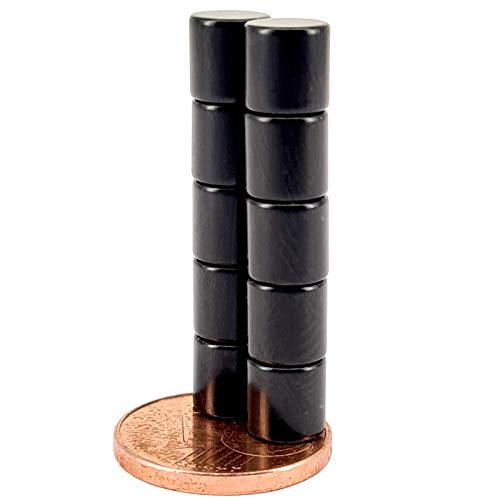 Neodym Magnet N52 Scheibe 1,6KG - Zylinder Magnetscheibe 6mm Durchmesser x 6mm - 6x6mm Runde Scheiben Schwarz Stabmagnet [10 Stück] von Magnet-Kauf