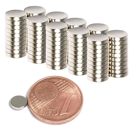 Neodym Magnet N52 Scheibe 250g - Zylinder Magnetscheibe 5mm Durchmesser x 1mm - 5x1mm Neodym Magnete Runde Scheiben Flach [100 Stück] von Magnet-Kauf