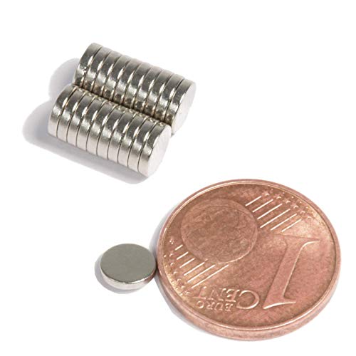 Neodym Magnet N52 Scheibe 250g - Zylinder Magnetscheibe 5mm Durchmesser x 1mm - 5x1mm Neodym Magnete Runde Scheiben Flach [20 Stück] von Magnet-Kauf