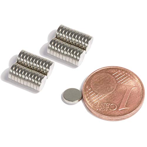 Neodym Magnet N52 Scheibe 250g - Zylinder Magnetscheibe 5mm Durchmesser x 1mm - 5x1mm Neodym Magnete Runde Scheiben Flach [50 Stück] von Magnet-Kauf