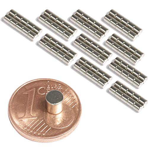 Neodym Magnet N52 Scheibe 581g - Zylinder Magnetscheibe 4mm Durchmesser - 4x4mm Neodym Magnete Runde Scheiben [100 Stück] von Magnet-Kauf