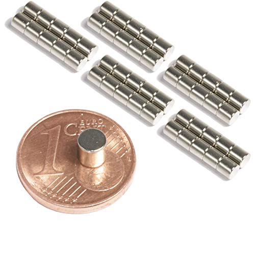 Neodym Magnet N52 Scheibe 581g - Zylinder Magnetscheibe 4mm Durchmesser - 4x4mm Neodym Magnete Runde Scheiben [50 Stück] von Magnet-Kauf
