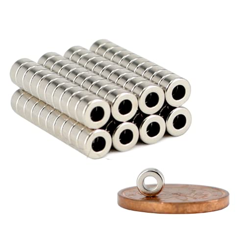 Neodym Magnet Ringmagnete - Magnet Mit Loch Bohrung 2mm - Runder Ring Magnet 4mm x 2mm Scheiben Magnete Stark - Flach Rund - Magnetring Stark [50 Stück] von Magnet-Kauf