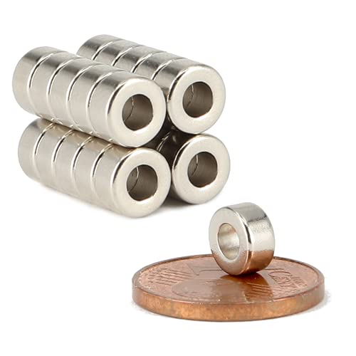 Neodym Magnet Ringmagnete - Magnet Mit Loch Bohrung 3mm - Runder Ring Magnet 6mm x 3mm Scheiben Magnete Stark - Flach Rund - Magnetring Stark [20 Stück] von Magnet-Kauf