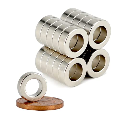 Neodym Magnet Ringmagnete - Magnet Mit Loch Bohrung 6mm - Runder Ring Magnet 10mm x 3mm Scheiben Magnete Stark - Flach Rund - Magnetring Stark [20 Stück] von Magnet-Kauf