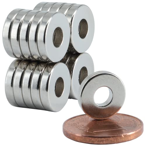 [20 Stück] Neodym Magnet N52 Ringmagnete extra stark Magnetring Magnete Mit 4mm Loch Bohrung Runder Ring 10mm x 2mm Scheiben Flach Rund von Magnet-Kauf