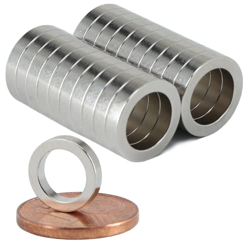 [20 Stück] Neodym Magnet Ringmagnete extra stark Magnetring Magnete Mit 7mm Loch Bohrung Runder Ring 10mm x 2mm Scheiben Flach Rund von Magnet-Kauf