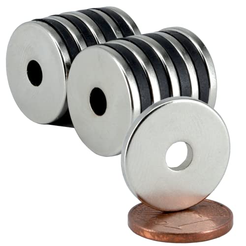 [10 Stück] Neodym Magnet N52 Ringmagnete extra stark Magnetring Magnete Mit 4,5mm Loch Bohrung Runder Ring 18mm x 2mm Scheiben Flach Rund von Magnet-Kauf