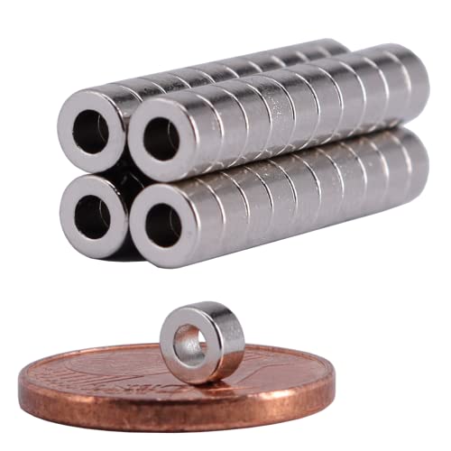 [40 Stück] Neodym Magnet Ringmagnete extra stark Magnetring Magnete Mit 2mm Loch Bohrung Runder Ring 4mm x 2mm Scheiben Flach Rund von Magnet-Kauf