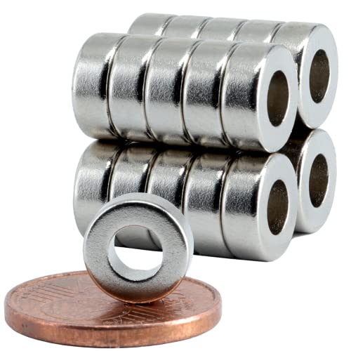 [20 Stück] Neodym Magnet N52 Ringmagnete extra stark Magnetring Magnete Mit 4mm Loch Bohrung Runder Ring 8mm x 3mm Scheiben Flach Rund von Magnet-Kauf