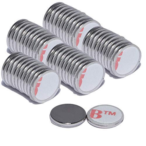 Neodym Magnet Selbstklebend Flach Mini Magnete 8mm x 0,75mm Scheibe- Bastelmagnete Scheibenmagnet Stark Dünn - Mit 3M Klebepads Magnetscheibe Rund 8mm x 0,75mm Stark [50 Stück] von Magnet-Kauf
