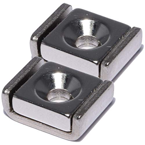 Neodym Magnet mit Bohrung Senkung - Extra Starke Topfmagnete 10mm x 13,5mm - 7 KG Zugkraft - Flachgreifer Quader mit M3 - Senkbohrung [2 Stück] von Magnet-Kauf