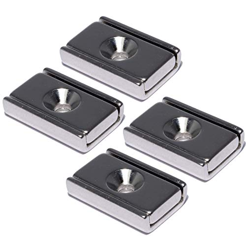 Neodym Magnet mit Bohrung Senkung - Extra Starke Topfmagnete 20mm x 13,5mm - 10 KG Zugkraft - Flachgreifer Quader mit M3 - Senkbohrung [4 Stück] von Magnet-Kauf