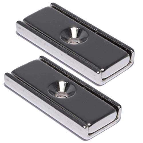 Neodym Magnet mit Bohrung Senkung - Extra Starke Topfmagnete 30mm x 13,5mm - 13 KG Zugkraft - Flachgreifer Quader mit M3 - Senkbohrung [2 Stück] von Magnet-Kauf