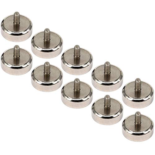 Neodym Magnet mit Gewinde - M4 Außengewinde - Magnet Schraubbar - 20mm - 12KG Stark - Flachgreifer Topfmagnet Neodymium - Gewinde zum Festschrauben - Extra Stark Gewinde [10 Stück] von Magnet-Kauf