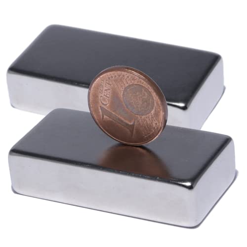 Neodym Magnete Extra Stark Quader 40x20x10mm - 25 Kg Powermagnet - Neodym Magnet 40mm - Quadermagnet 40 x 20 x 10 mm - N52 Stark Neodym-Magnete (2 Stück) von Magnet-Kauf
