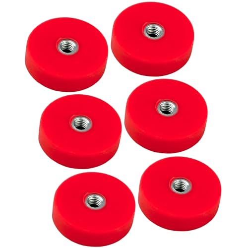 Neodym Magnete Gummiert D 22mm Mit M4 Innengewinde 8KG Stark Zugkraft Topfmagnet Mit Gewindebohrung Innen Gewinde Bohrung Rot [6 Stück] von Magnet-Kauf