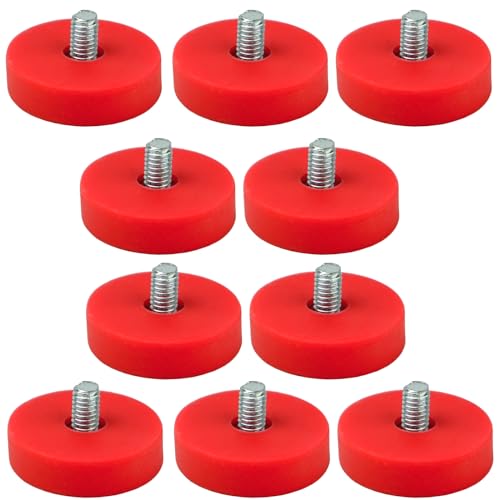 Neodym Magnete Gummiert D 22mm Rund Mit M4 Außengewinde 8KG Stark Zugkraft Topfmagnet Scheibe Mit Gewinde Stange Außen Gewinde Rot [10 Stück] von Magnet-Kauf