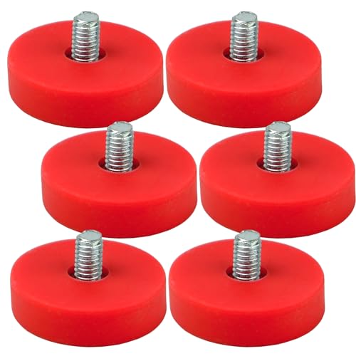 Neodym Magnete Gummiert D 22mm Rund Mit M4 Außengewinde 8KG Stark Zugkraft Topfmagnet Scheibe Mit Gewinde Stange Außen Gewinde Rot [6 Stück] von Magnet-Kauf