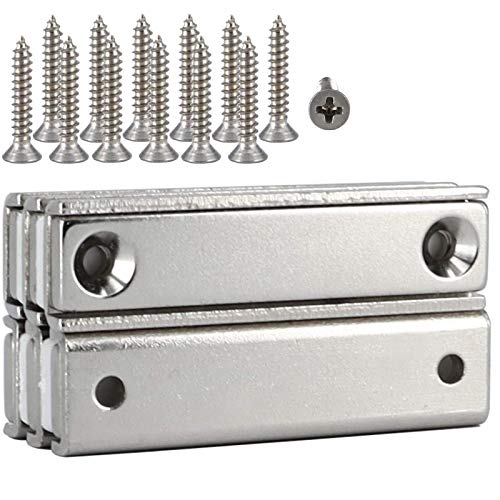 Starke Neodym Magnete Quadratische Magnet Leiste 20KG - Mit Bohrung Senkung - M3 Schraube - Topfmagnet Magnetleiste zum Anschrauben - Festschrauben - Quader Magnetquader [6 Stück] - [50x13,5x5mm] von Magnet-Kauf