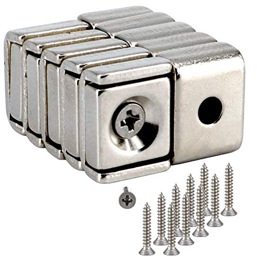 Starke Neodym Magnete Quadratische Magnet Leiste 5 KG - Mit Bohrung Senkung - M3 Schraube - Topfmagnet Magnetleiste zum Anschrauben - Festschrauben - Quader Magnetquader [10 Stück] - [10x13,5x5mm] von Magnet-Kauf