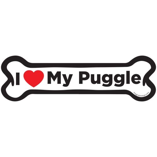 Magnet Me Up I Love My Puggle Hundeknochen-Magnet-Aufkleber, 5,1 x 17,8 cm, robuster Auto-Magnet für Auto, LKW, SUV von Magnet Me Up