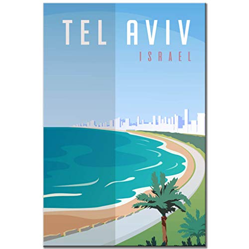 Tel Aviv Kühlschrankmagnet Israel Vintage Poster mediterranes Reise-Souvenir von Magnet Sv