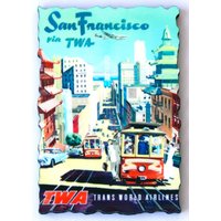 San Francisco Kalifornien Reise-Poster Kühlschrankmagnet | Holzstil von MagnetRevolution