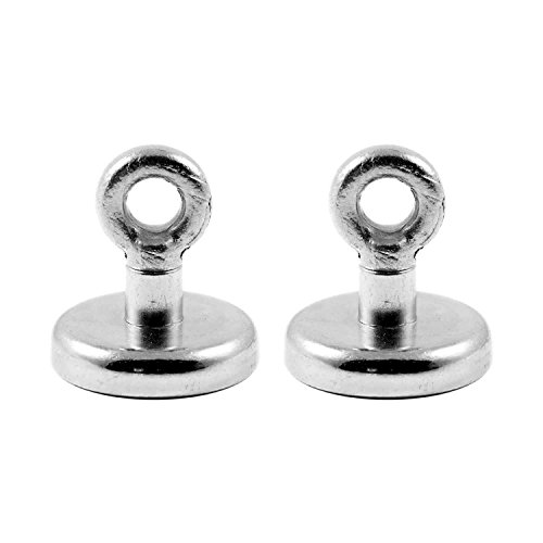 Magnetastico | 2 Stück Neodym N35 Ösenmagnet 36 mm Ø | Haftkraft 41.0 Kilogramm | 2X Super starker Neodymium Topfmagnet mit Öse BZW. Ringschraube verzinkt | Magnet Öse extra stark, Magnet mit Öse von Magnetastico