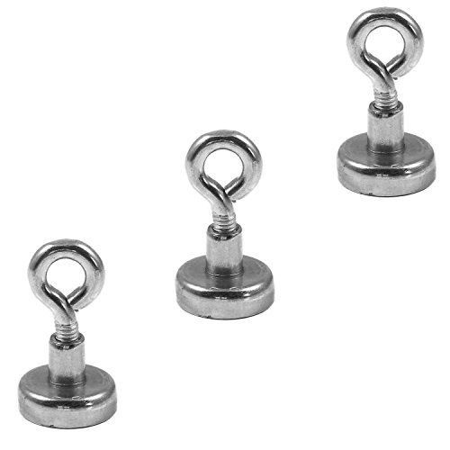 Magnetastico | 3 Stück Neodym N35 Ösenmagnet 16 mm Ø | Haftkraft 5.5 Kilogramm | 3 x Super starker Neodymium Topfmagnet mit Öse BZW. Ringschraube verzinkt | Magnet Öse extra stark, Magnet mit Öse von Magnetastico