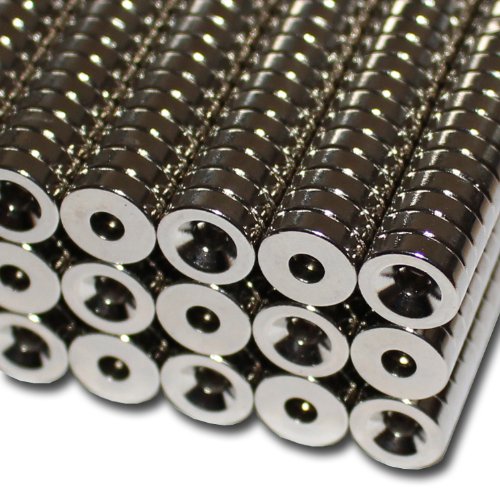 Magnethandel I 10 Stück Neodym Ringmagnete Ø 10 x Ø 3,5 x 3 mm Süd mit Bohrung und Senkung Starke Scheibenmagnete mit Bohrung Supermagnete Haftkraft 700g Ringmagnete zum Verschrauben von Magnethandel