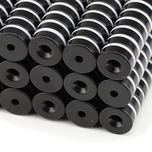 Magnethandel I 10 Stück Neodym Ringmagnete Ø 15 x Ø 3,5 x 5 mm Süd mit Bohrung und Senkung Schwarz Epoxy Starke Scheibenmagnete mit Bohrung Supermagnete Haftkraft 6kg Ringmagnete zum Verschrauben von Magnethandel