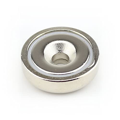 10 Neodym Flachgreifer Topfmagnete mit Bohrung und Senkung Ø25x7,7 mm N35 Magnet zum Verschrauben - Haftkraft 18 kg / 180 N von Magnethandel