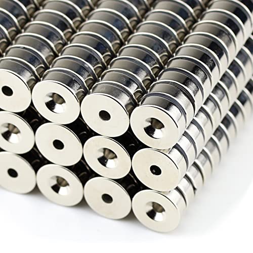 100 NEODYM Ring Magnete D15x5 mm 3,5 mm Bohrung Senkung Süd N40 6 KG Scheiben Anschrauben Nickel von Magnethandel